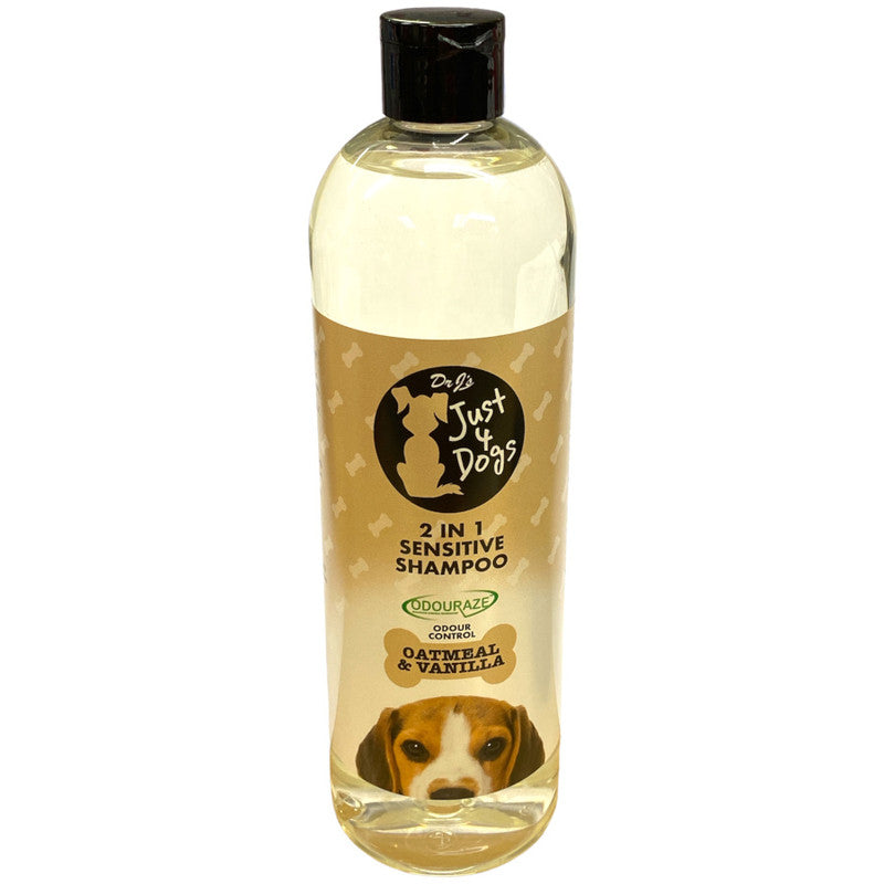 Dr J's Just 4 Dogs 2-in-1 Oatmeal & Vanilla Sensitive Shampoo - 500ml