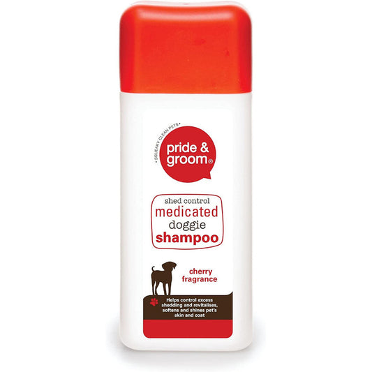 Pride & Groom Shed Control Medicated Cherry Doggie Shampoo - 300ml