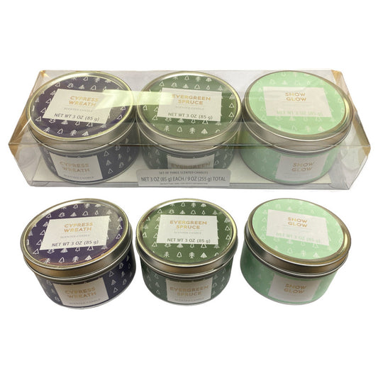 Nordic Assorted 3pcs Scented Tin Candles Gift Set